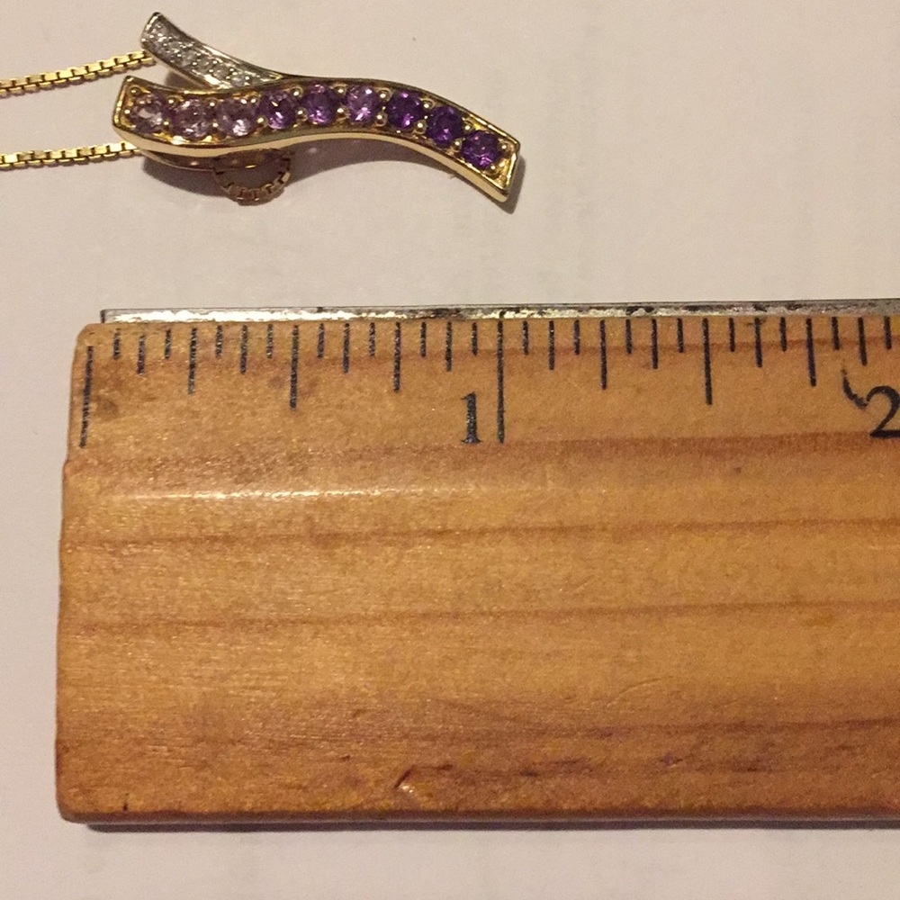 14K YG Amethyst Diamond Accent Pendant - Picture 4 of 4